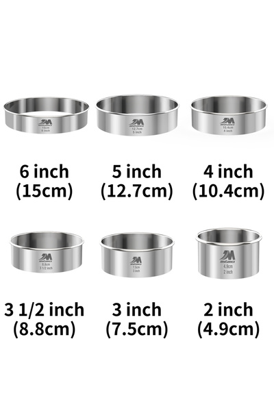 Choice مجموعة قواطع بسكويت 6 قطع للخبز ، قاطع بسكويت دائري بمقبض ، عجين خبز ا...