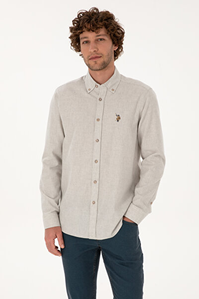 U.S. Polo Assn. Men's Ecru Long Sleeve Basic Shirt 50315710-Vr019