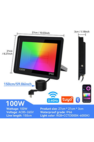 Choice 100 واط مع قابس EU RGB Floodlight TUYA Smart Control Floodlight RGBCW ...