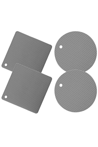 Choice1 7 بوصة رمادي 4 قطع حصائر سيليكون حاملات أواني ساخنة حصيرة تجفيف حاملا...