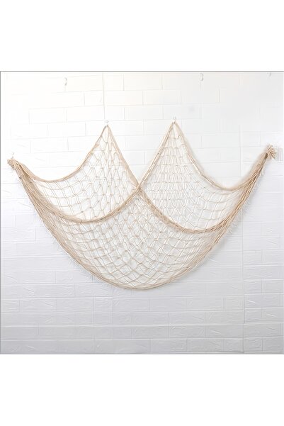 Choice ديكورات شبكية لصيد السمك على شكل شاطئ، مقاس 39×79 بوصة، باللون البيج، ...