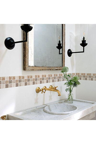 Choice 81 ملصق جداري من البلاط الموزاييك مقاس 10 × 200 سم ملصق حدودي ذاتي اللصق للحمام والمطبخ وحافة السقف