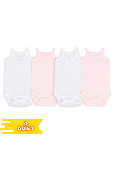 Novibaby 4-Piece Rope Strap Baby Undershirt Bodysuit Cotton Snap Fastener Newborn Child 0-36 Months, Flexible Mold