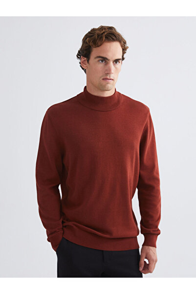 LC Waikiki Orange Half Turtleneck Men's Knitwear Sweater