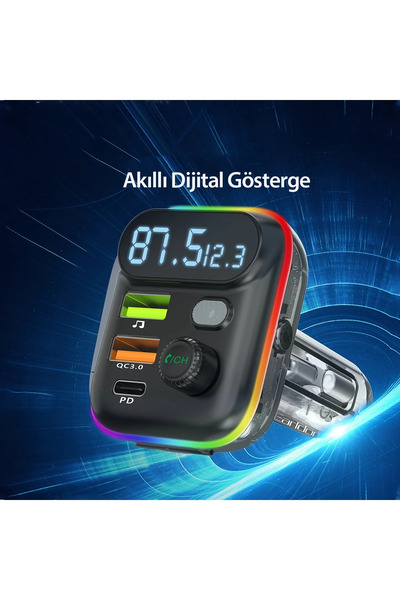 Sphone Bluetooth Araç Kiti Hızlı Şarj Çift USB Radyo FM Verici Bass Aux Ses Alıcısı MP3 Çalar Micro SD Card