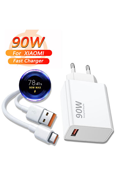 Choice شاحن أوروبي وشاحن USB سريع بقدرة 90 واط وطول 1.5 متر لهواتف شاومي 15 و...