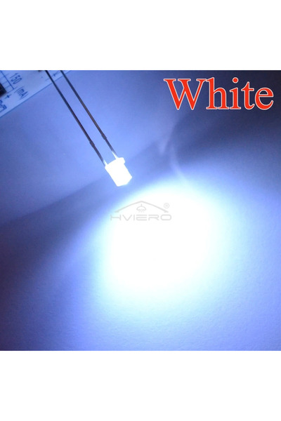 Choice 100 قطعة بيضاء F3 3 مم 2 سنون مصابيح ثنائيات باعثة مسطحة لمبات LED فائ...