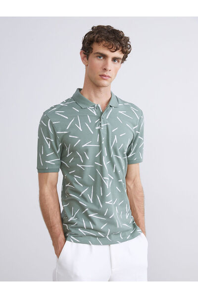 LC Waikiki Ανδρικό μπλουζάκι με πράσινο γιακά πόλο με σχέδιο πικέ