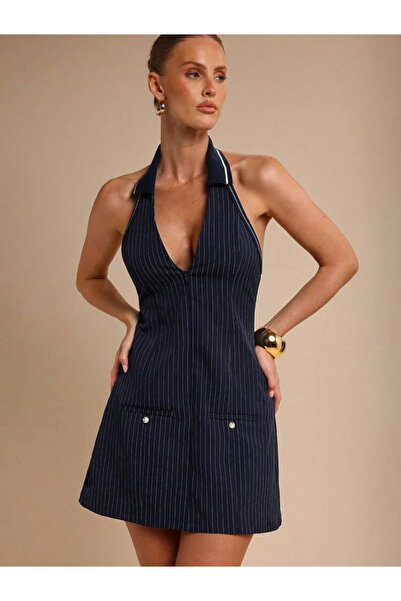 La Saade City Lights Dress-Halter Yaka Mini Elbise