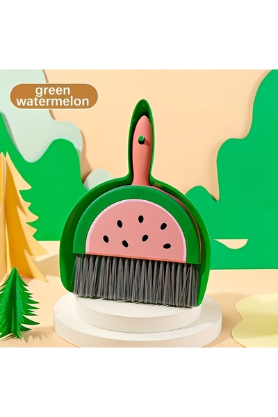 choice2 مجموعة فرشاة تنظيف ومجرفة صغيرة محمولة على شكل بطيخة - مكنسة يدوية بت...