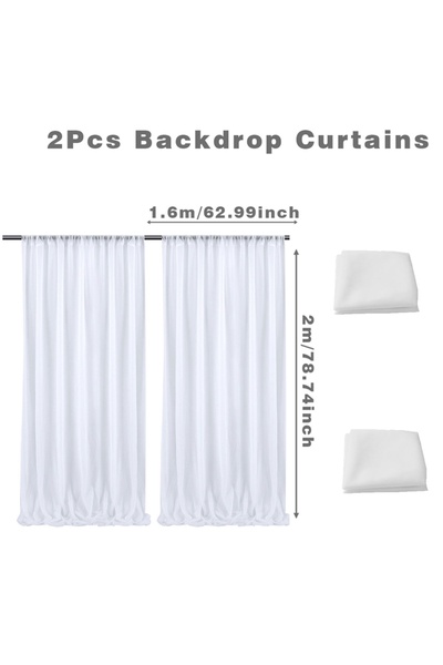 Choice 1.6 متر × 2 متر 2 قطعة 1.6 × 2 متر خلفية شيفون عاجية خلفية زفاف خيوط تول قماش شفاف بلوري ريفي