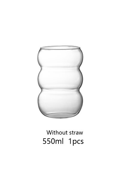 Choice1 350-550 مل 550 مل 350/550 مل كوب زجاجي شفاف كوب قهوة باردة مع قشة حلوى عصير حليب مشروب