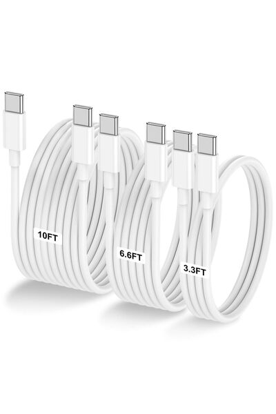 Choice 3 قطع في عبوة [3.3 قدم + 6.6 قدم + 10 قدم] كابل USB C إلى USB C 60 واط...