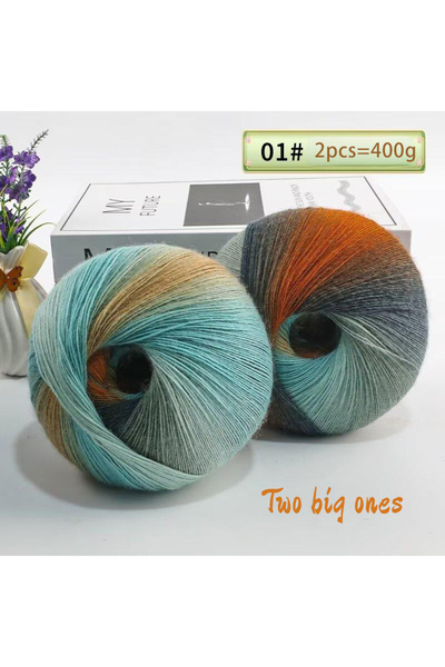 Choice 400 غرام من خيوط الصوف النقي المصبوغة بألوان قوس قزح متدرجة متعددة الأ...