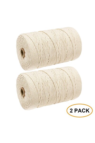 Choice حبل قطني 2 قطعة 3 مم × 300 م حبل قطني متعدد الأغراض حبل قطني إبداعي DI...