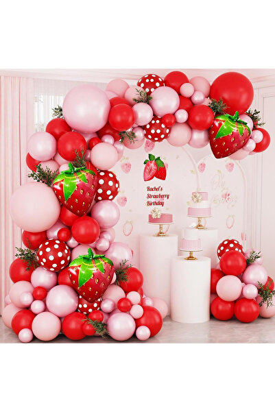 Choice مجموعة بالونات CY8045strawberry 152 قطعة مجموعة قوس بالونات الفراولة |...