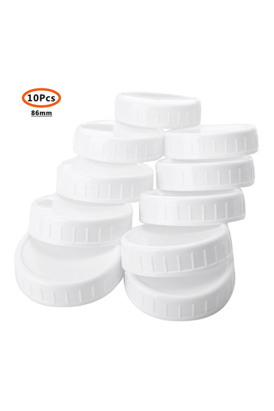 Choice 86mm 10pcs 70/86mm Inner Diameter Plastic White Mason Canning Drinking Jars Lid Covers Unlined Ribbe