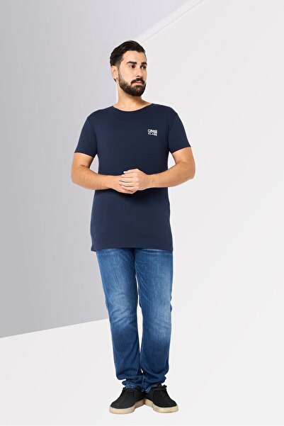 Cavalli Class Men Crew Neck Short Sleeve Brand Logo T-Shirt, Navy