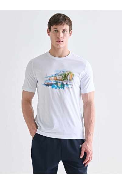 LC Waikiki RMZ GİYİM FARKIYA تي شيرت رجالي من القطن الممشط مطبوع عليه ياقة روبا