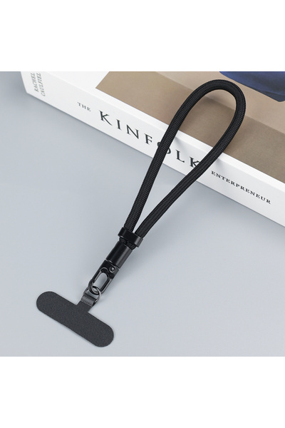 Choice حبل تعليق أسود قابل للتعديل للهواتف المحمولة، مزود بقفل ذاتي مضاد للضي...