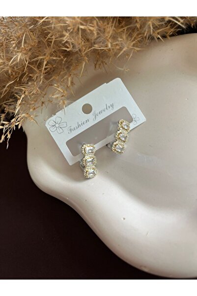 staınless steel Kadın Çelik Taşlı Küpe