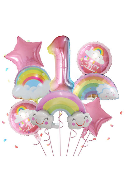 Choice as the picture 1 8pcs Rainbow Smile Cloud Balloon 30 inch Gradient Num...