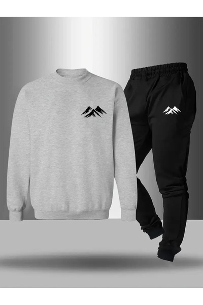 CROPSEL Children's Printed Crew Neck Sweatshirt and Sweatpants Set 3 Thread Raster for Autumn/Winter
