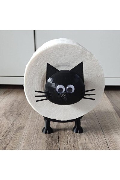 Choice حامل ورق تواليت أسود 1 قطعة مطبوع ثلاثي الأبعاد على شكل راكون أبيض بلا...