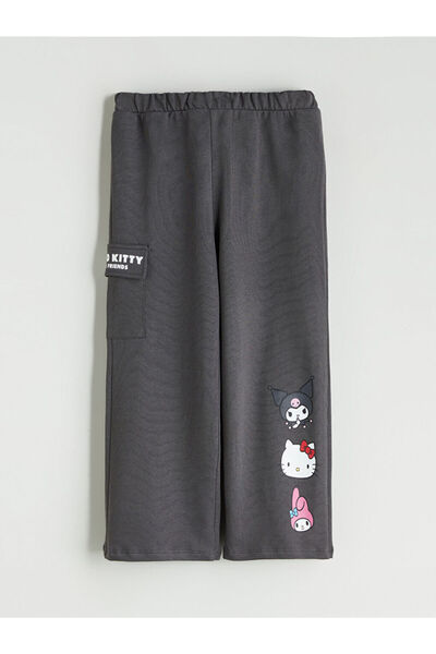 LC Waikiki Gri Beli Lastikli Hello Kitty Baskılı Kız Çocuk Eşofman Alt