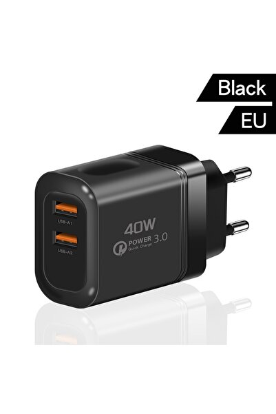 Choice EU black 40W USB Charger Quick Charge 3.0 Dual Ports Fast Charging for...