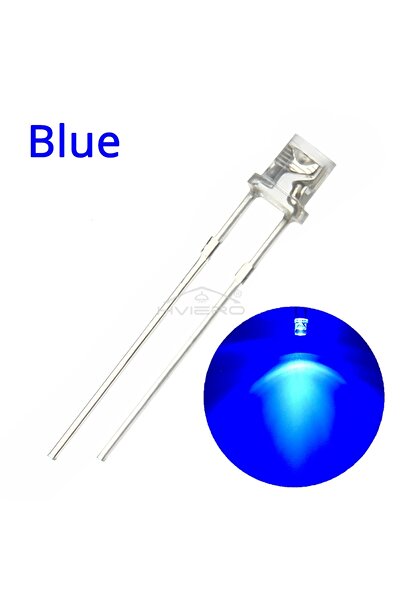 Choice أزرق 3 مم 2 سنون 100 قطعة F3 مسطح أبيض أحمر أصفر أزرق أخضر وردي ديود L...