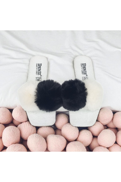 Moda fiesta Women's Furry House Slippers with Pompoms, Stylish and Comfortable Daily Dowry Slippers