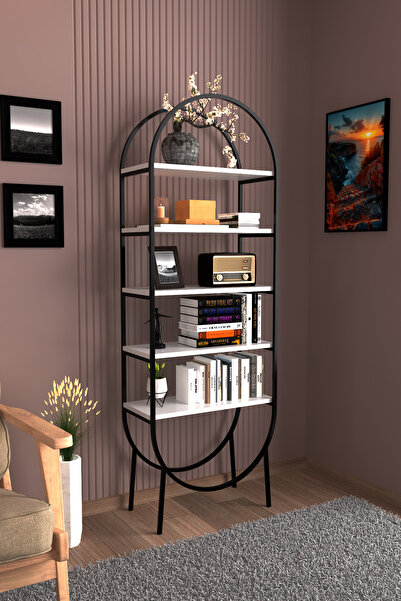 AWOX Aden Dekoratif Kitaplık Kemer Form Tasarımlı Raf Dosya Rafı