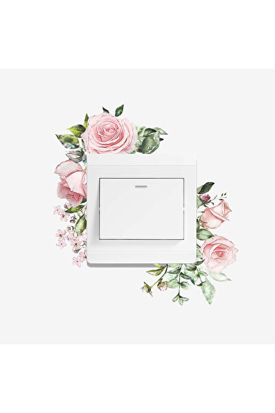 Choice وردي 1PC وردي وردة خضراء ورقة ملصق زخرفية مفتاح تجميل الجدار ملصق الجد...