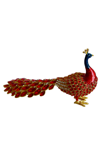 taru pasaj Kristal Taşlı Tavus Kuşu Biblo ve Mücevher Kutusu – 12x22x9 cm, He...