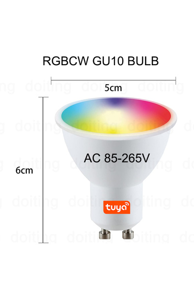 Choice 5 وات 1 قطعة WIFI AC85-265V WiFi GU10 لمبة LED قابلة للتعتيم 5 وات RGB...