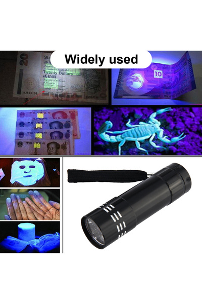 Choice مصباح LED أسود فوق بنفسجي 365 نانومتر/395 نانومتر مصباح فحص يعمل بالبطارية ضوء أرجواني للتحقق من النقود