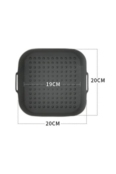 Choice وعاء سيليكون رمادي لمقلاة الهواء، بطانات مربعة سميكة قابلة لإعادة الاس...