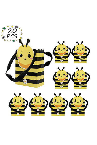 Choice 9x4.5x12cm mixed color-20pcs 20PCS Honey Bee Small Gift Bags with Hand...