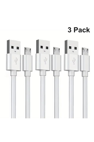 Choice كابل شحن سريع Micro USB من NNBILI، أبيض اللون، بطول 1 متر، 3 قطع، متوا...