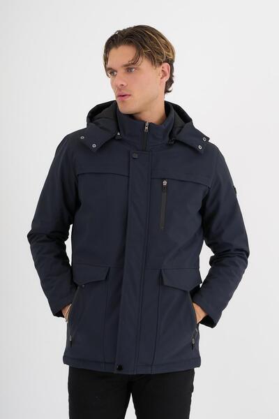 SİVAİST Ανδρικό παλτό με κουκούλα με αποσπώμενο καπάκι, 100% αδιάβροχο και αντιανεμικό, με επένδυση από γούνα