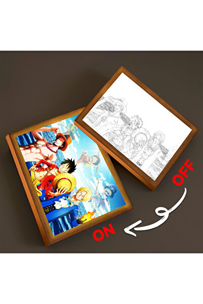 Choice USB Plug One 08 A5 (23x17 سم) إطار صور أنيمي مضيء One Piece Luffy Zoro LED Night Light Bi