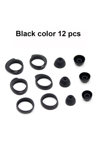Choice علبة سيليكون سوداء مكونة من 12 قطعة لسماعات الأذن R170/R175 Buds+ وساد...