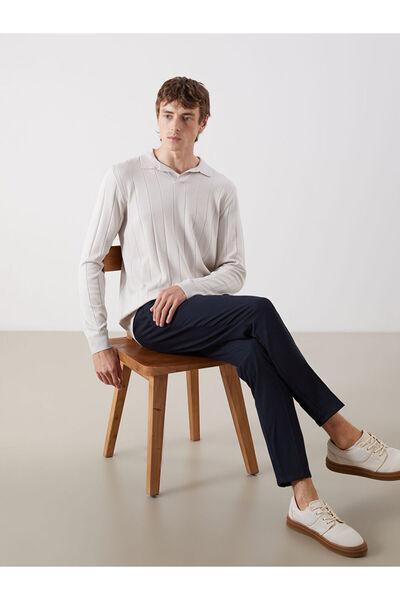 LC Waikiki Beige Polo Neck Men's Knitwear Sweater