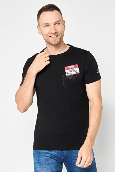 Replay Men Crew Neck Short Sleeve Graphic Print T-Shirt, Black