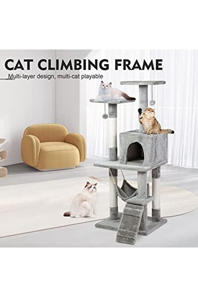 SKY TOUCH SKY-TOUCH Cat Tree Tower｜Durable Cat Condo with Sisal Scratching Posts｜Cozy Cat House｜Ladder &
