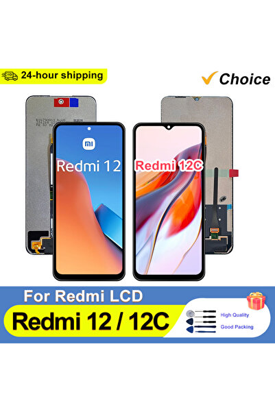 Choice1 شاشة LCD من نوع IPS AAA+ مع إطار لهاتف Redmi 12C، متوافقة مع Poco C55...