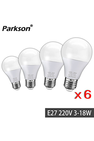 Parkson 18 واط E27 220 فولت أبيض بارد 6 قطع/مجموعة لمبة إضاءة LED E27 تيار مت...