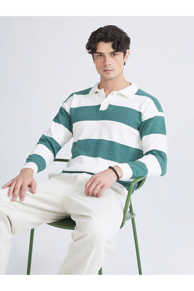 LC Waikiki Esvab • Modern & Distinctive Devrik Roba Collar Long Sleeve Stripe...