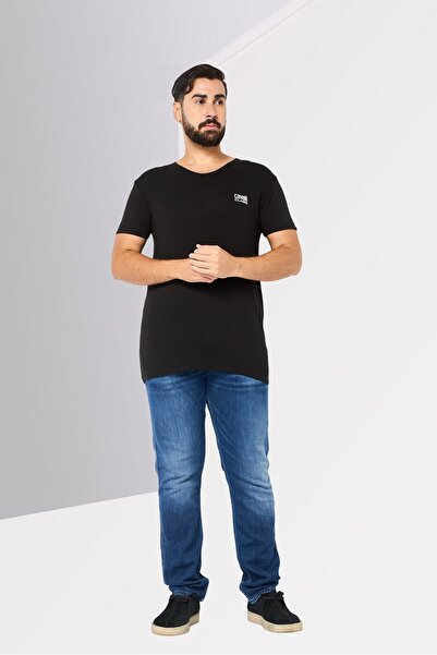 Cavalli Class Men V Neck Short Sleeve Brand Logo T-Shirt, Black